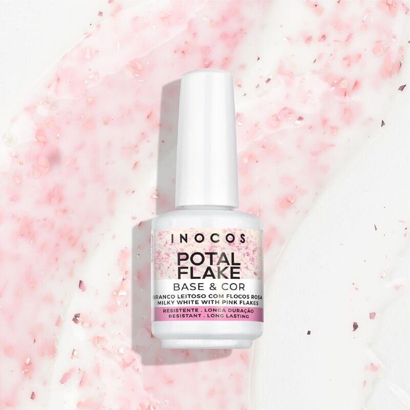 V. GEL INOCOS BASE POTAL BRANCO LEITOSO FLOCOS ROSA, 15ML