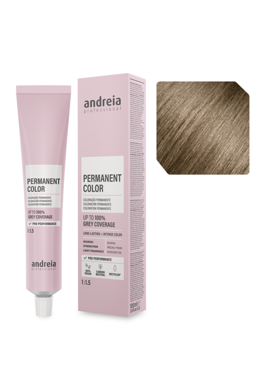 Andreia Coloração Permanente 7.2 Louro Médio Frio 100ml