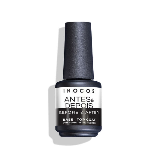 VERNIZ GEL INOCOS BASE E TOP ANTES E DEPOIS 15ML