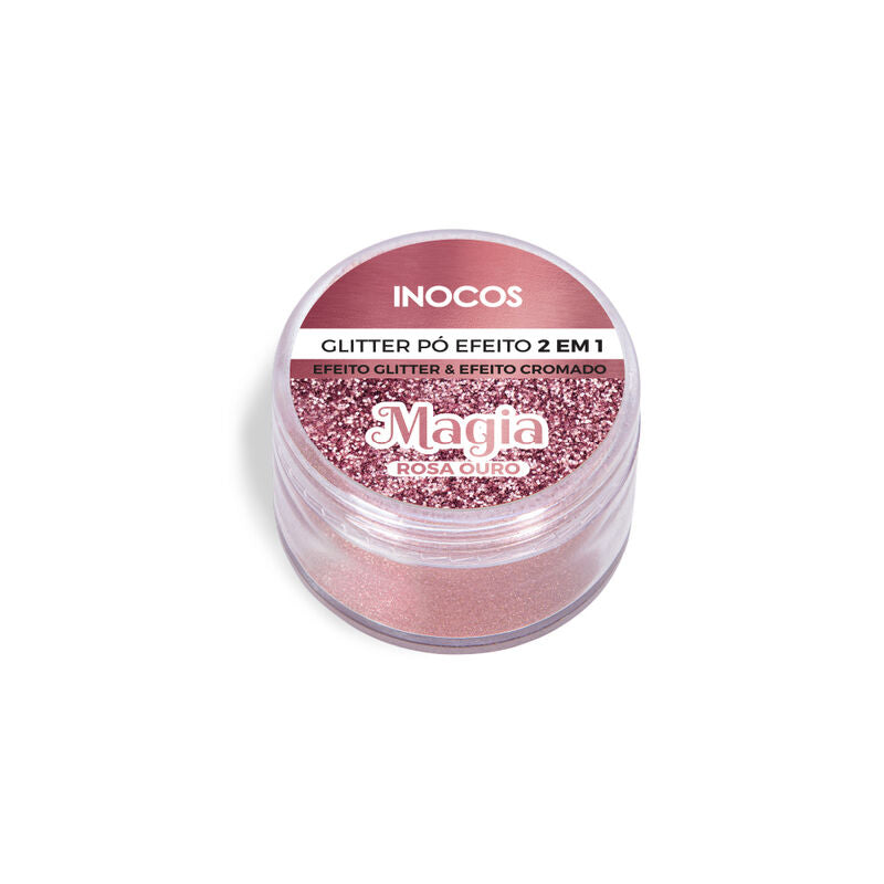 PO GLITTER INOCOS MAGIA ROSA OURO, 3G