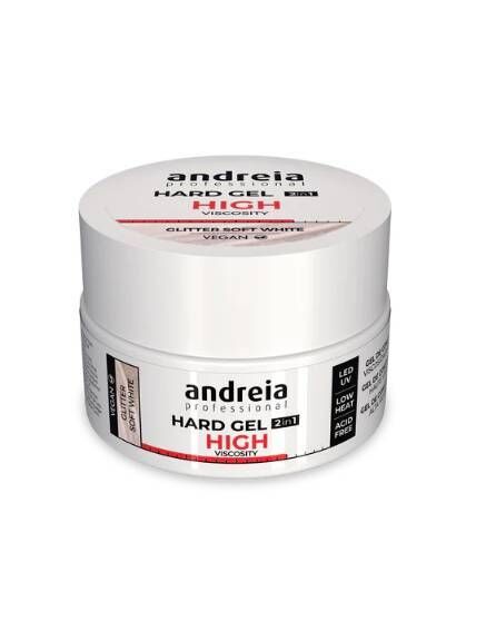 Andreia Hard Gel High Glitter Soft White 22gr €11.62 Andreia Hard Gel High Glitter Soft White 22gr