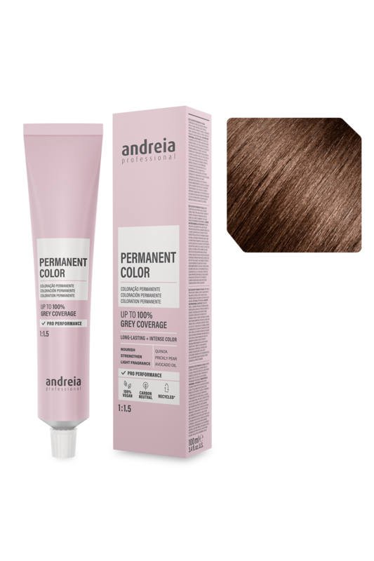 Andreia Coloração Permanente 4.74 Castanho Médio Tabaco Laranja