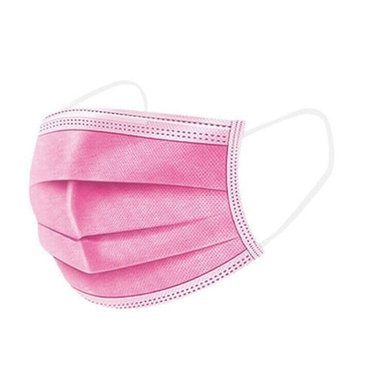 Máscara Rosa Capa Tripla com Elástico 50unid.