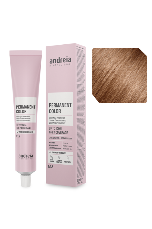 Andreia Coloração Permanente 7.34 Louro Médio Dourado Laranja 100ml