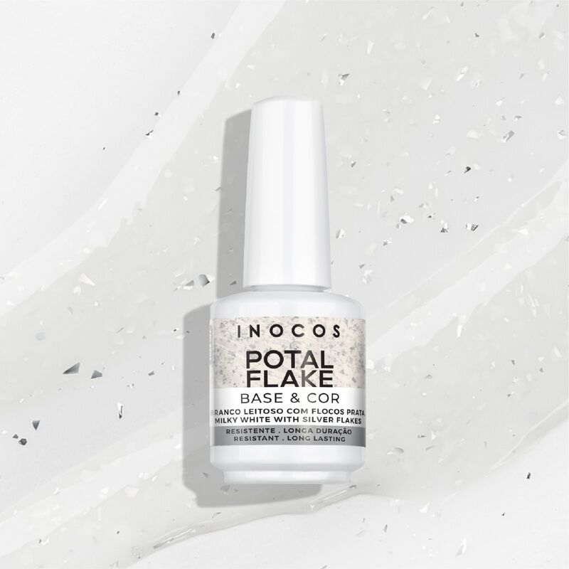 V. GEL BASE POTAL BRANCO LEITOSO FLOCOS PRATA, 15ML