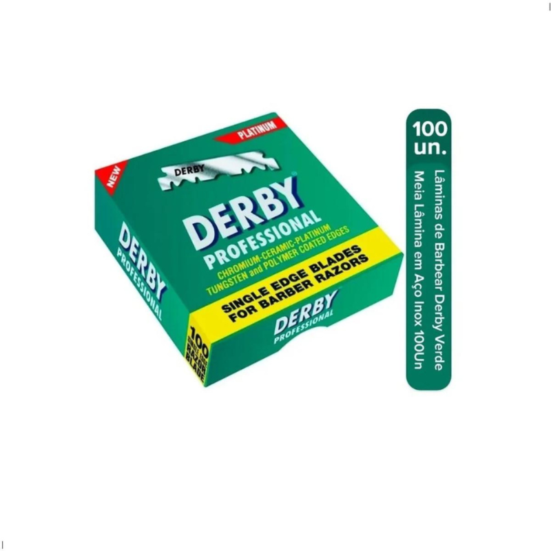 LÂMINA DERBY PLATINUM VERDE CORTADA 1 CXS C/ 100 UNDS