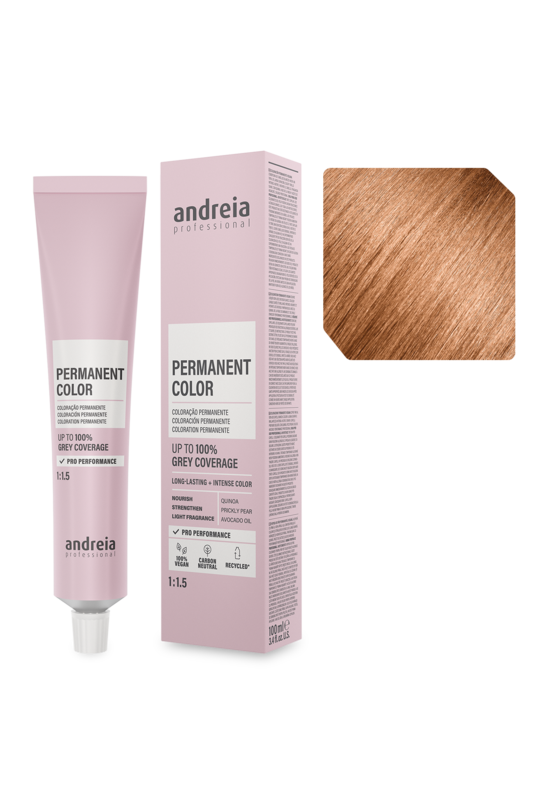 Andreia Coloração Permanente 8.74 Louro Claro Tabaco Laranja