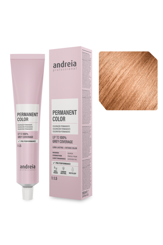 Andreia Coloração Permanente 9.74 Louro Muito Claro Tabaco Laranja